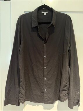 James Perse Dark Charcoal Gray Long-Sleeve Button-Down Shirt
